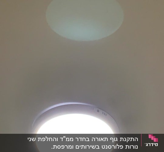 תאורה עגולה מותקנת בתקרה מוארת